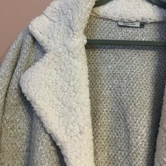 anthropologie women maude vivante Sherpa cardigan Coat beige open front sz s / m - Picture 6 of 9